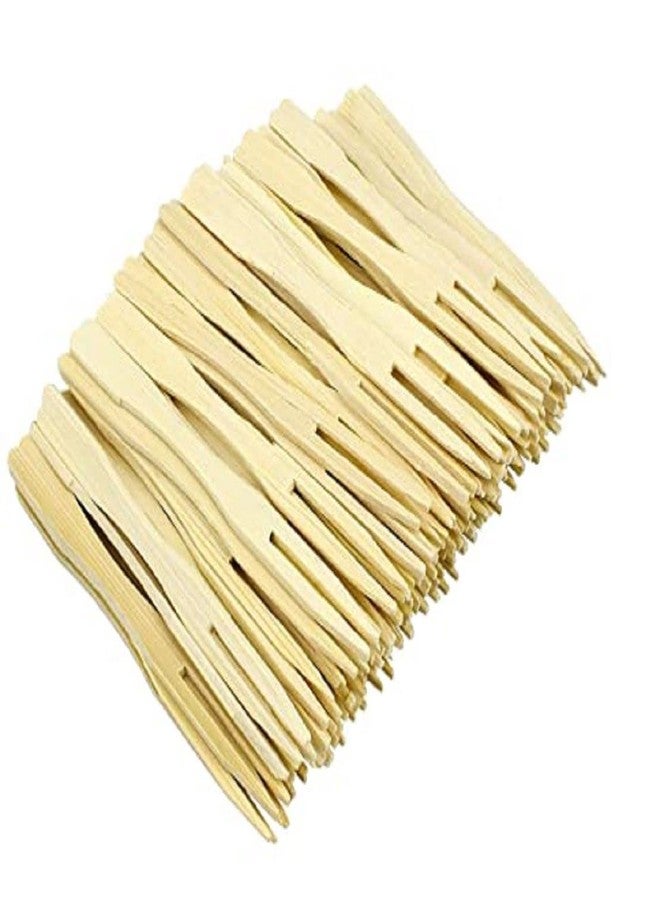 V4L Bamboo Appetizer Forks, 3.5" Disposable Bamboo Fork for Charcuterie, Mini Forks for Appetizers, Cocktail Forks for Weddings, Small Appetizer Picks Pack of 100 - Image 2